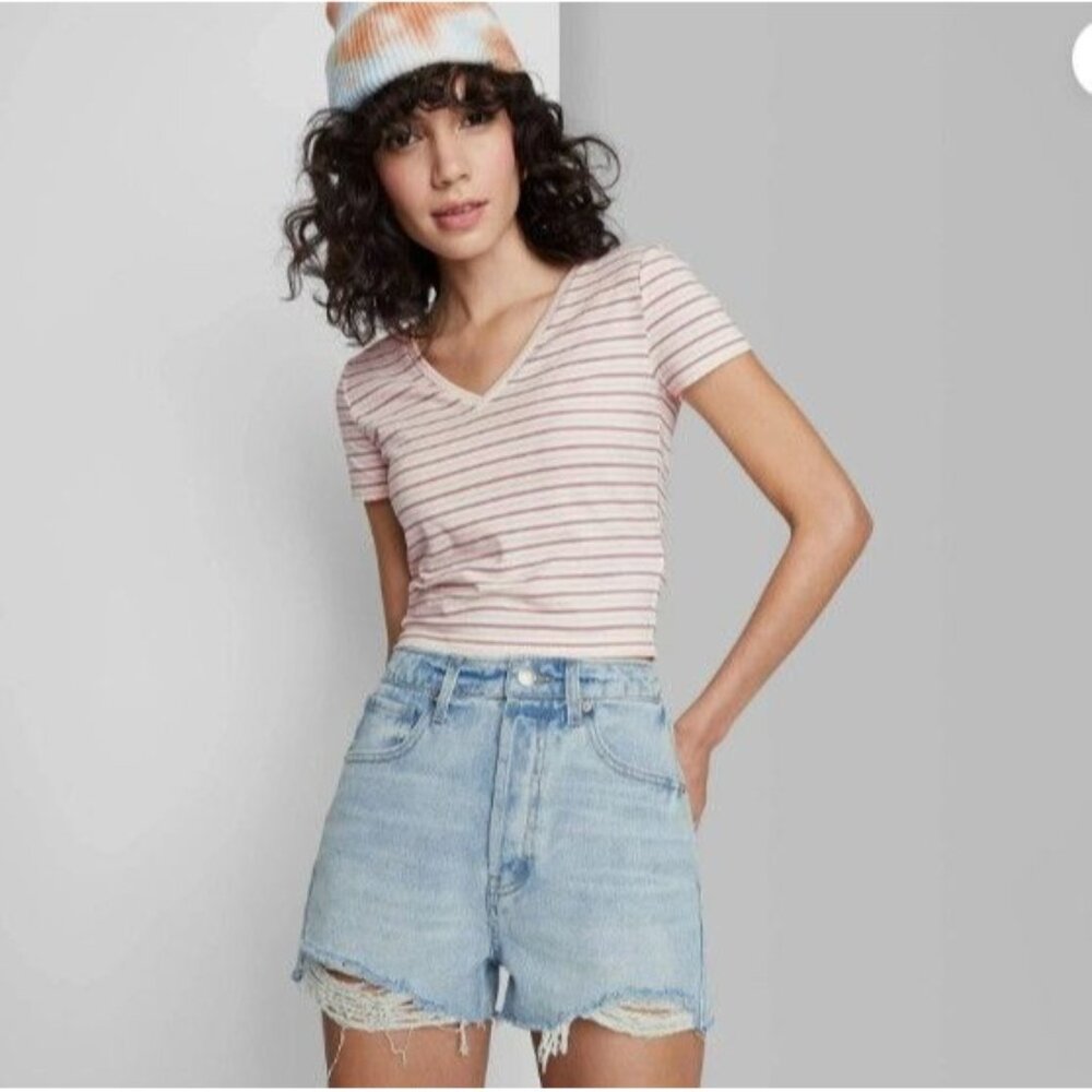 Wild‎ Fable Shorts Women 8/29 Super High Rise Cutoff Light Wash Distressed NEW